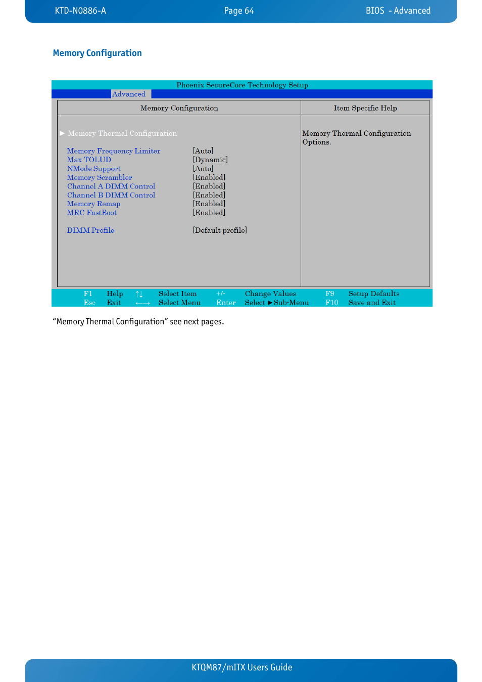 Memory configuration | Kontron KTQM87-mITX User Manual | Page 66 / 110