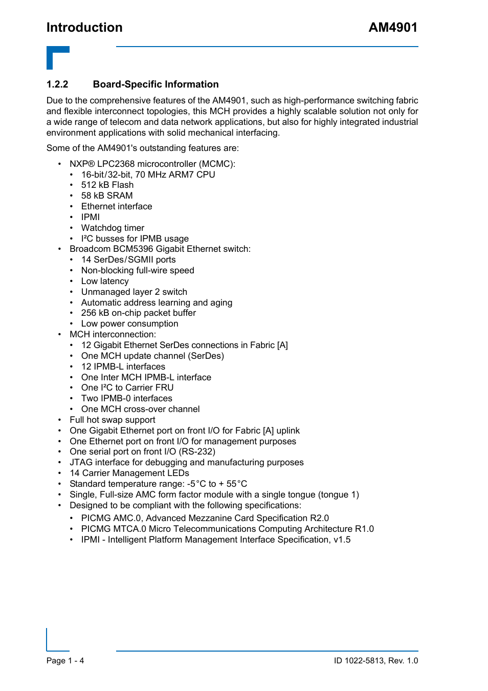 2 board-specific information, Board-specific information - 4, Introduction am4901 | Kontron AM4901 User Manual | Page 20 / 28