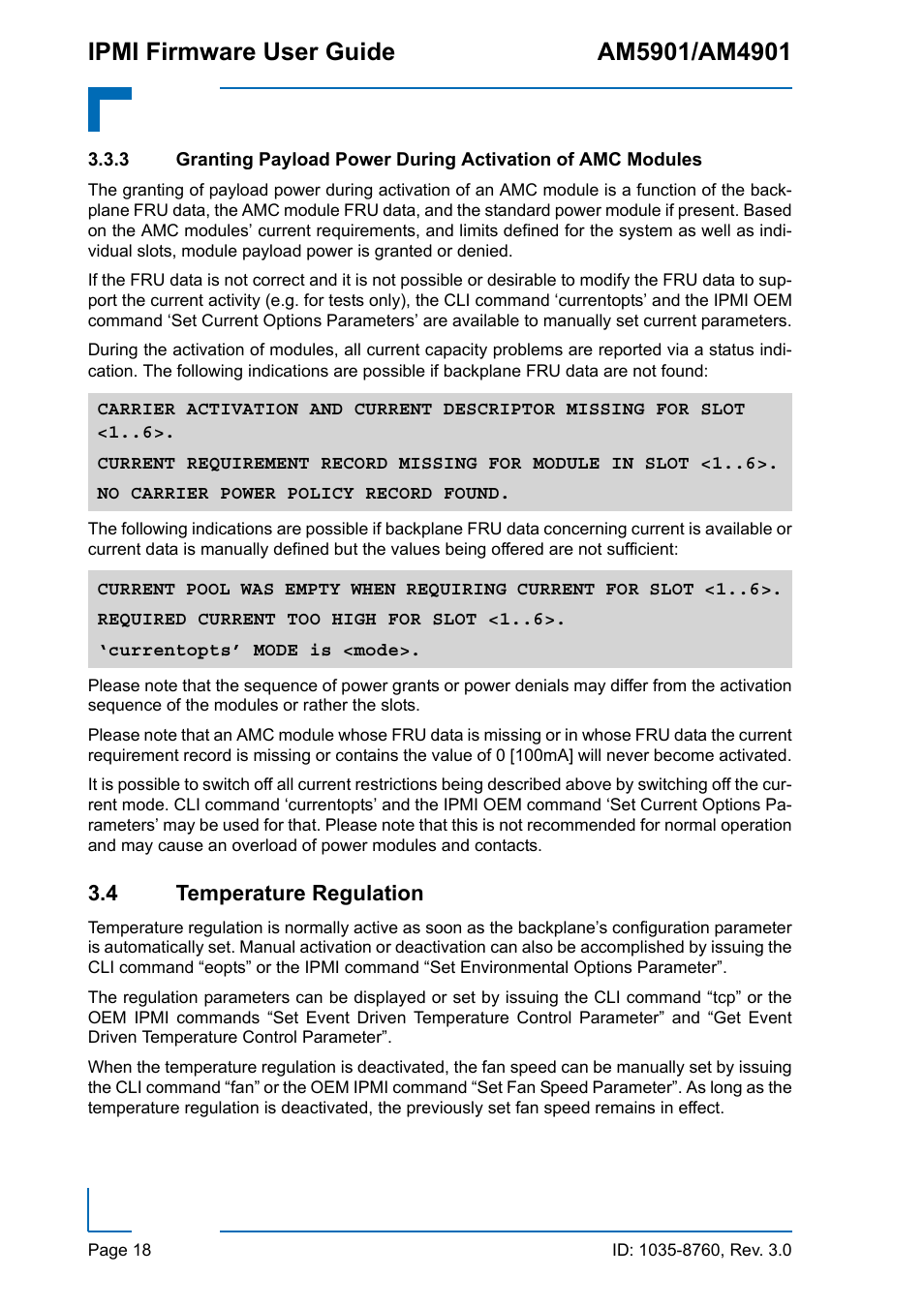 4 temperature regulation | Kontron AM4901 IPMI User Manual | Page 18 / 92