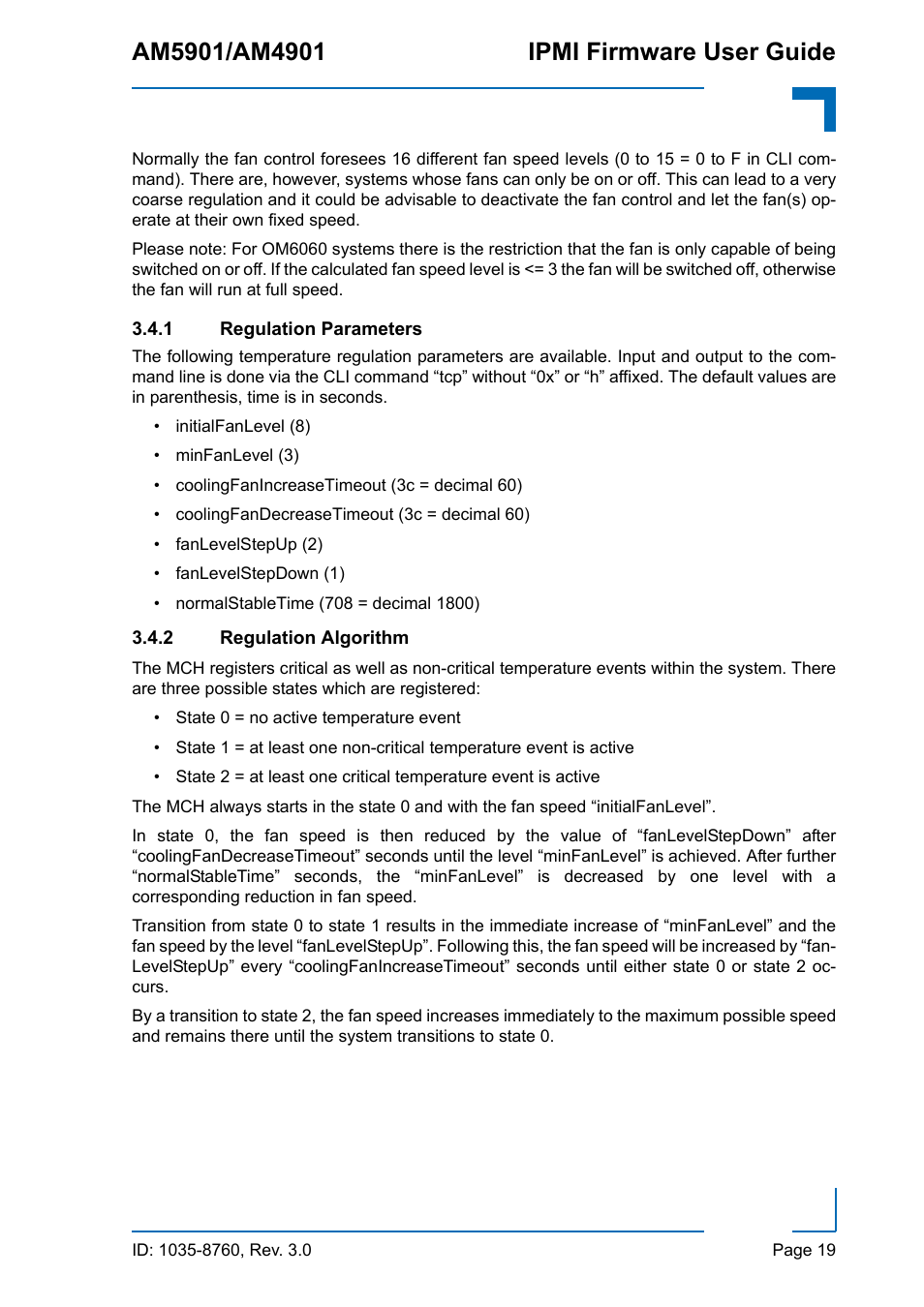 1 regulation parameters, 2 regulation algorithm, Regulation parameters | Regulation algorithm | Kontron AM4901 IPMI User Manual | Page 19 / 92