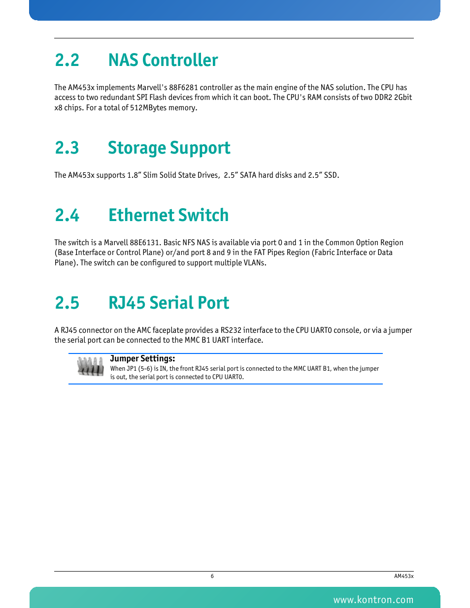 2 nas controller, 3 storage support, 4 ethernet switch | 5 rj45 serial port | Kontron AM4530 User Manual | Page 19 / 47