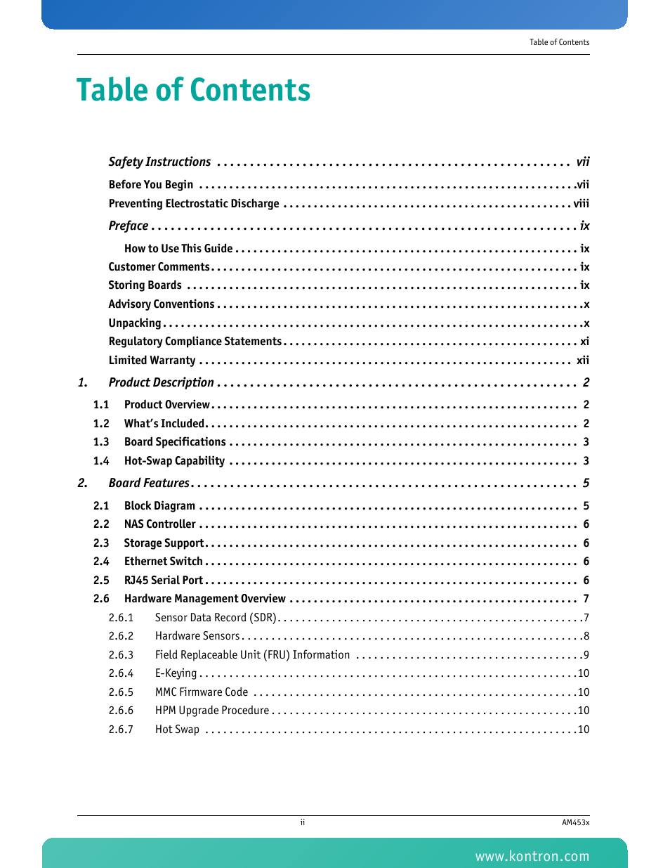Kontron AM4530 User Manual | Page 3 / 47