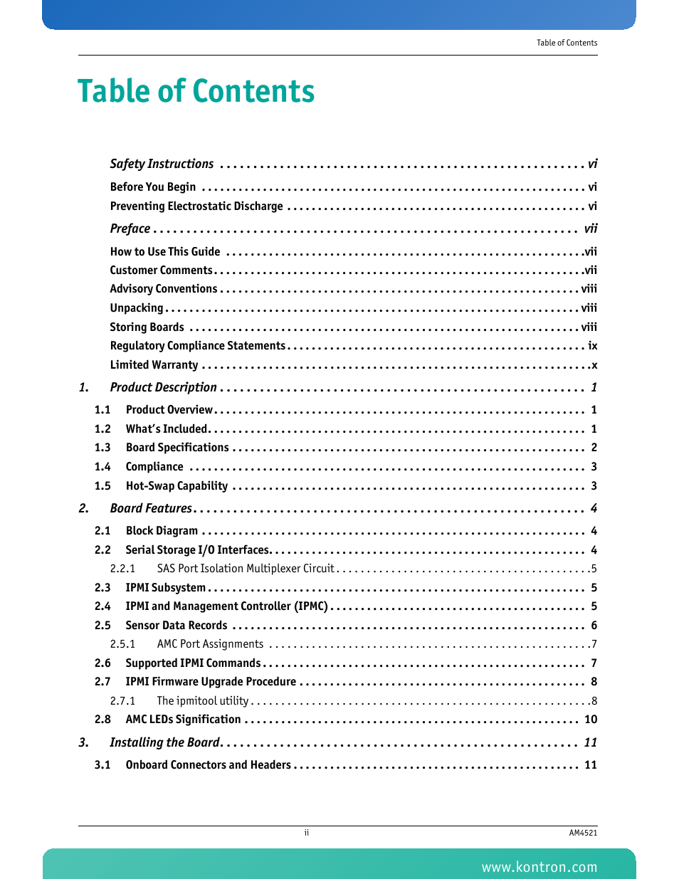 Kontron AM4521 User Manual | Page 3 / 30