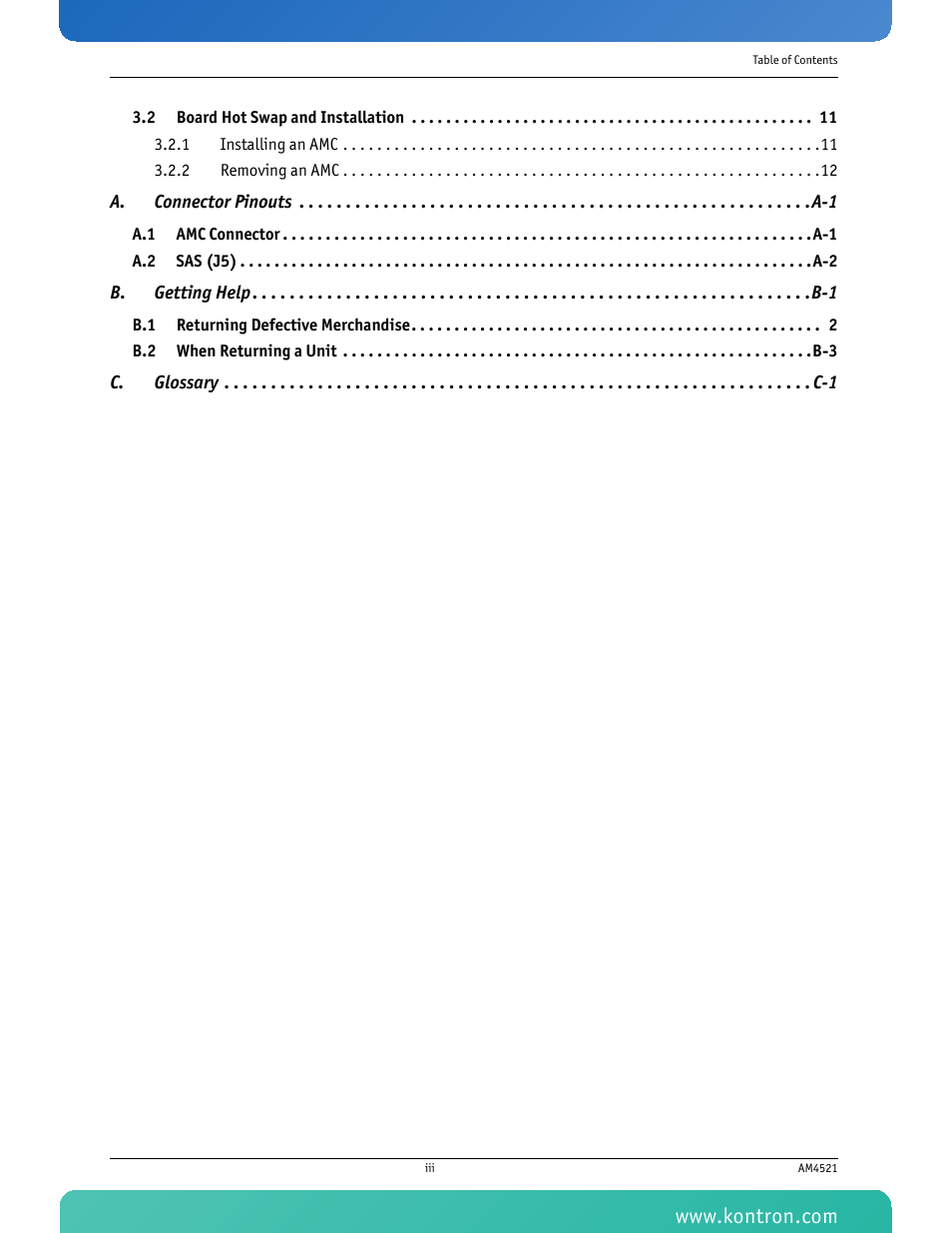 Kontron AM4521 User Manual | Page 4 / 30