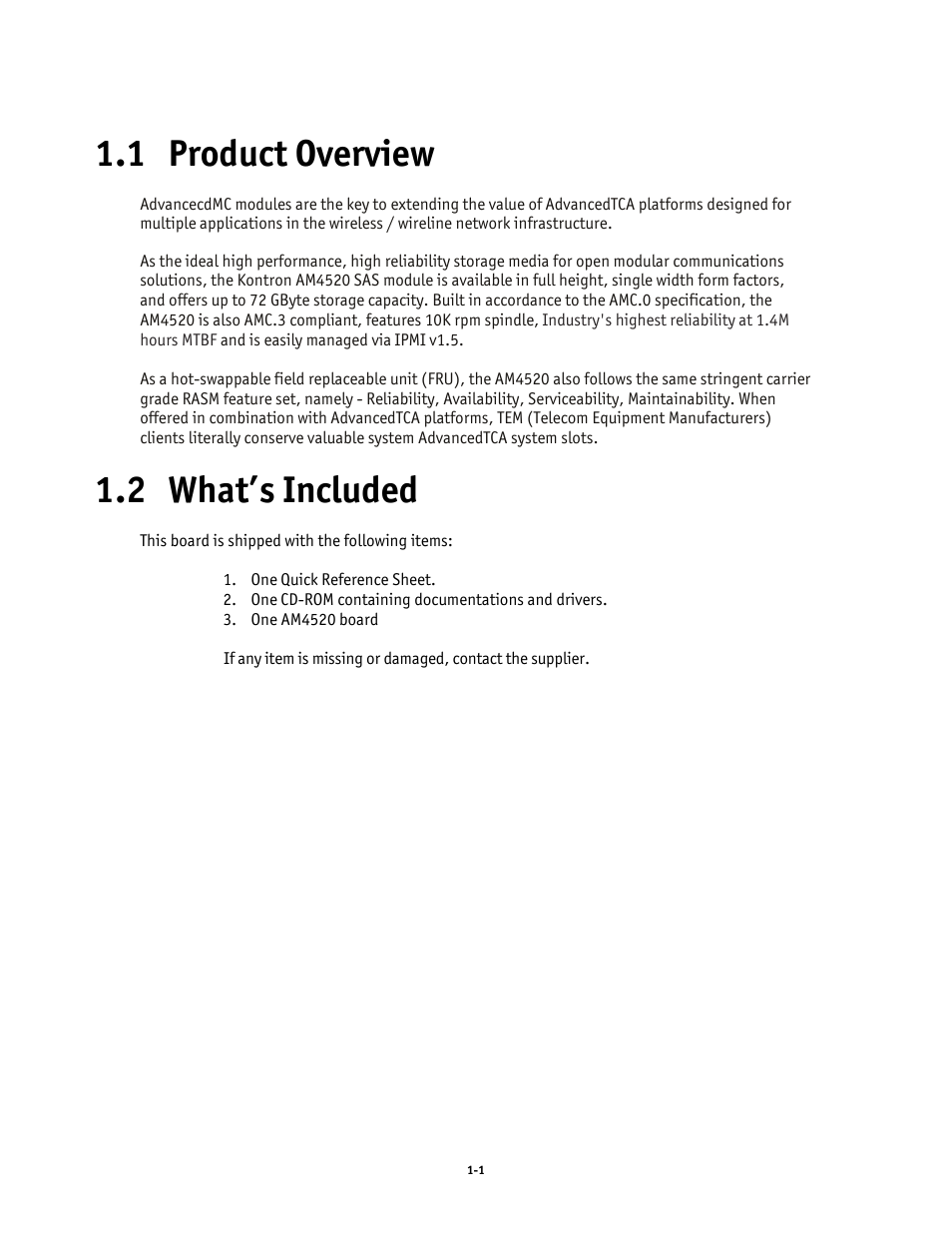 1 product overview, 2 what’s included, Product overview -1 | What’s included -1 | Kontron AM4520 Manual User Manual | Page 17 / 37