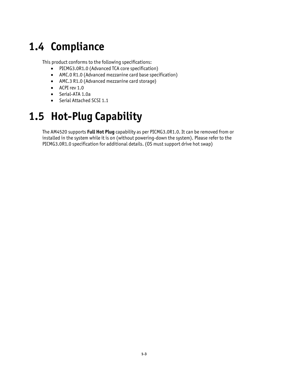 4 compliance, 5 hot-plug capability, Compliance -3 | Hot-plug capability -3 | Kontron AM4520 Manual User Manual | Page 19 / 37