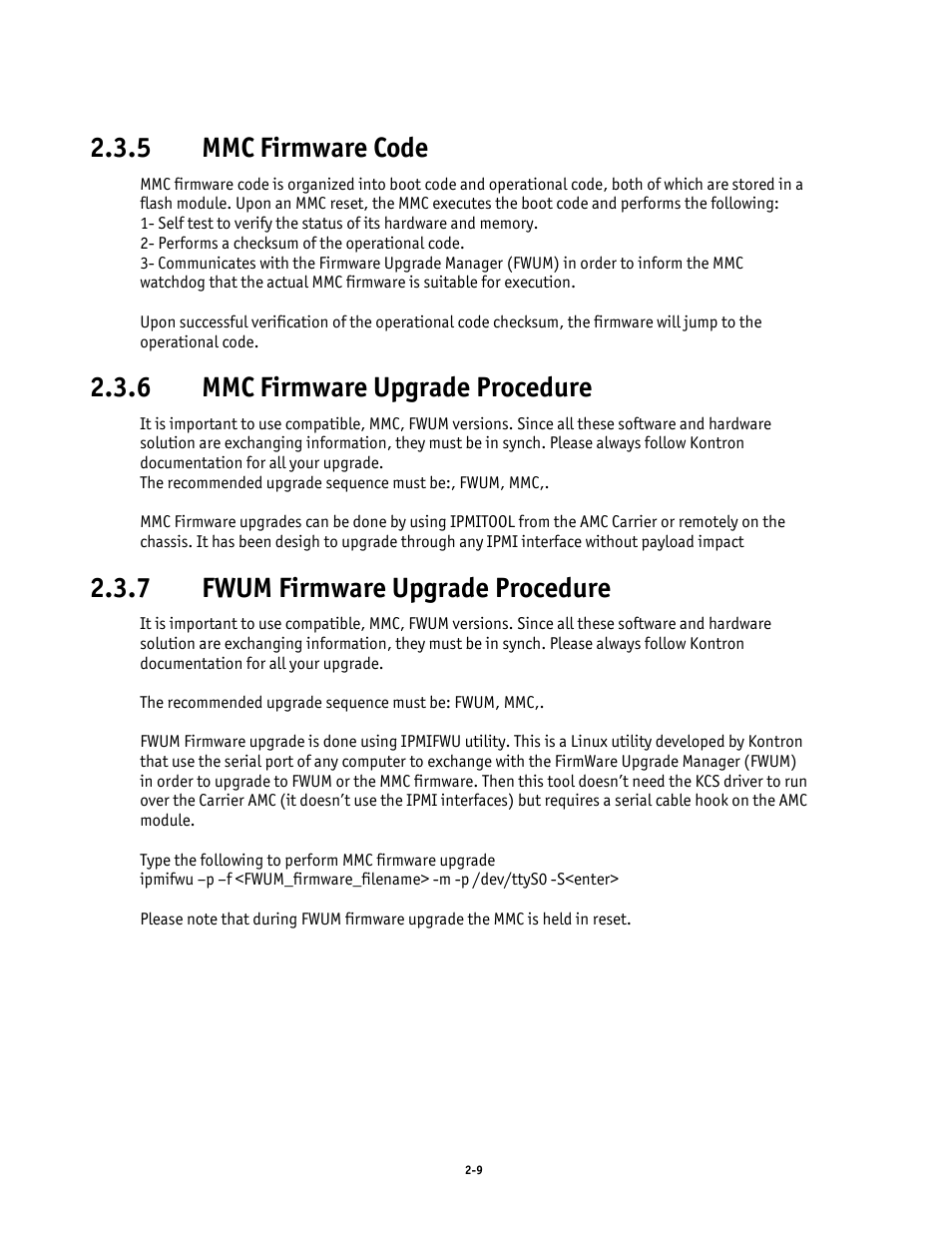 5 mmc firmware code, 6 mmc firmware upgrade procedure, 7 fwum firmware upgrade procedure | Kontron AM4520 Manual User Manual | Page 25 / 37
