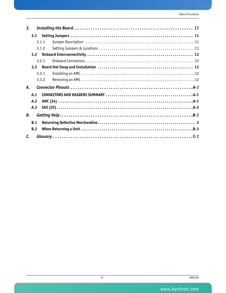 Installing the board 11 | Kontron AM4520 Manual Mid-Size User Manual | Page 4 / 31