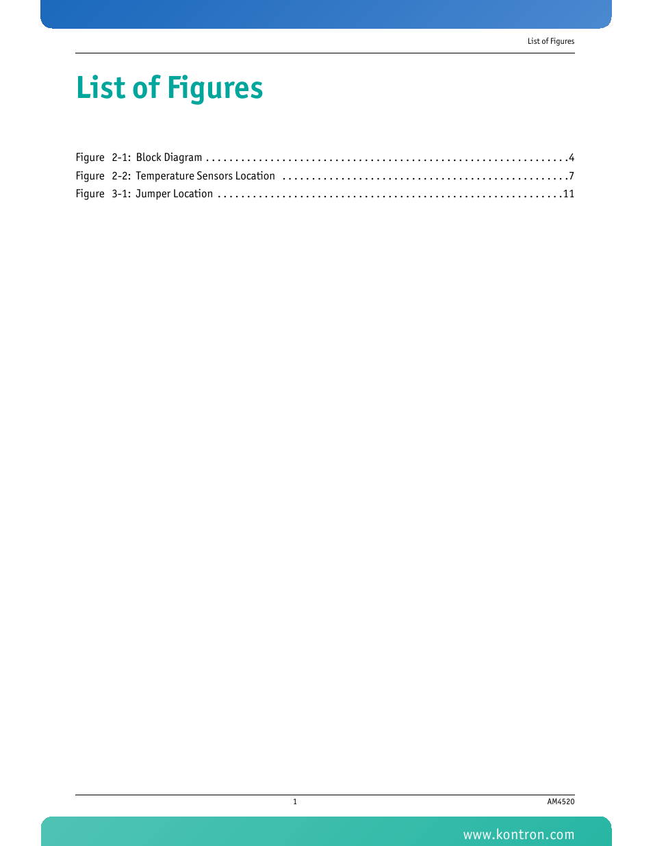 List of figures | Kontron AM4520 Manual Mid-Size User Manual | Page 5 / 31