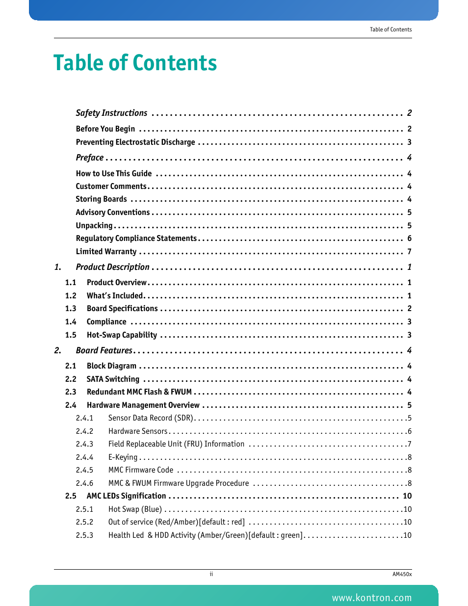 Kontron AM4500 User Manual | Page 3 / 31