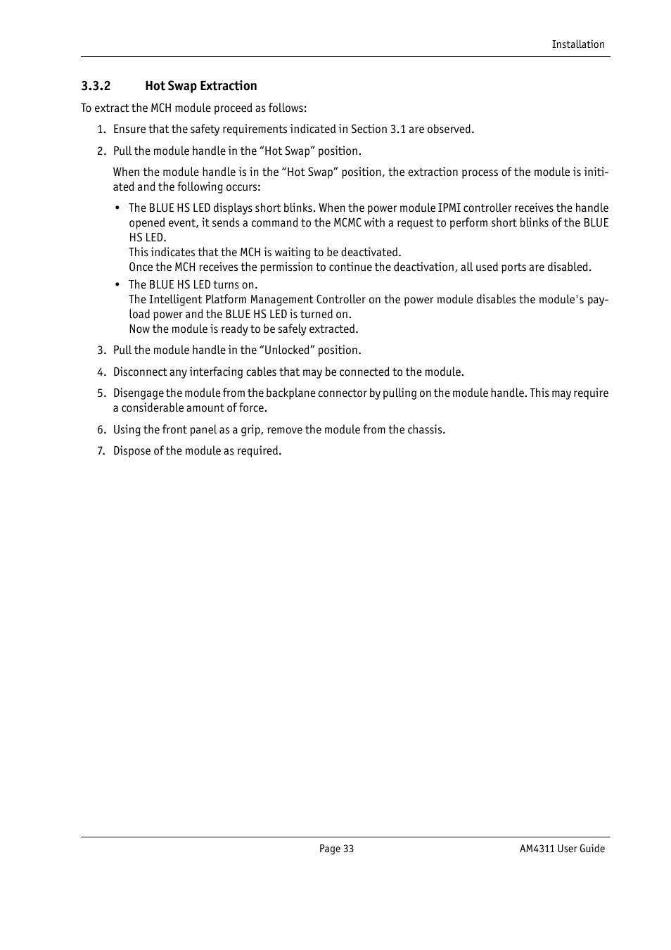 Hot swap extraction | Kontron AM4311 User Manual | Page 48 / 48