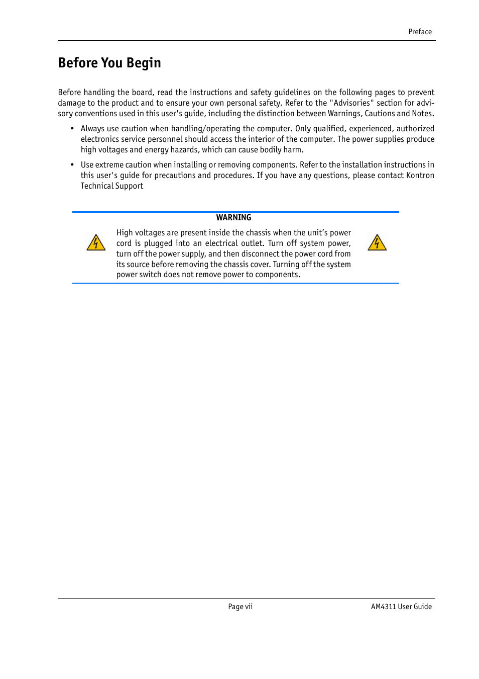 Before you begin | Kontron AM4311 User Manual | Page 7 / 48