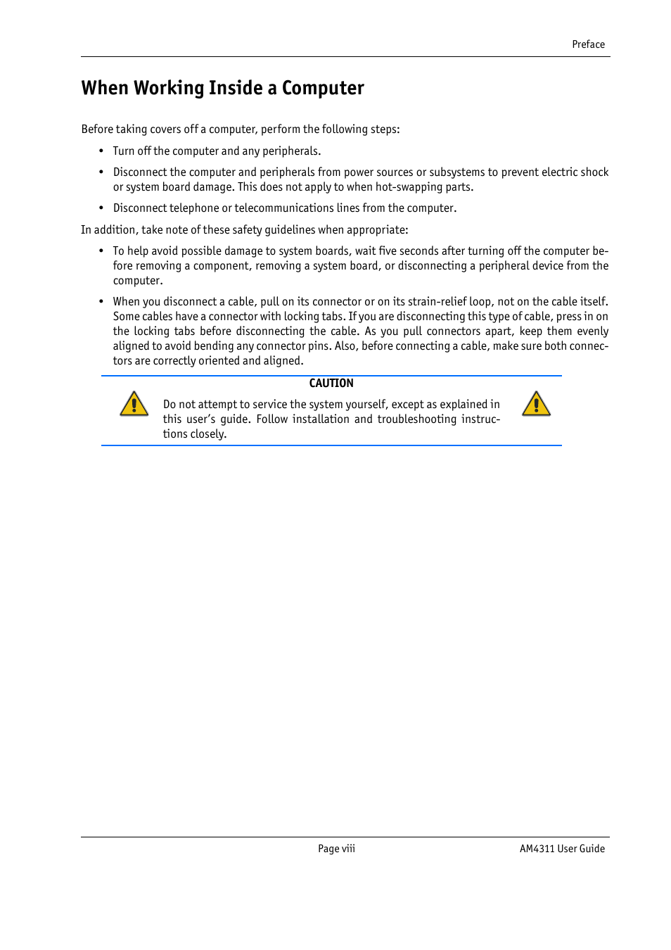 When working inside a computer | Kontron AM4311 User Manual | Page 8 / 48