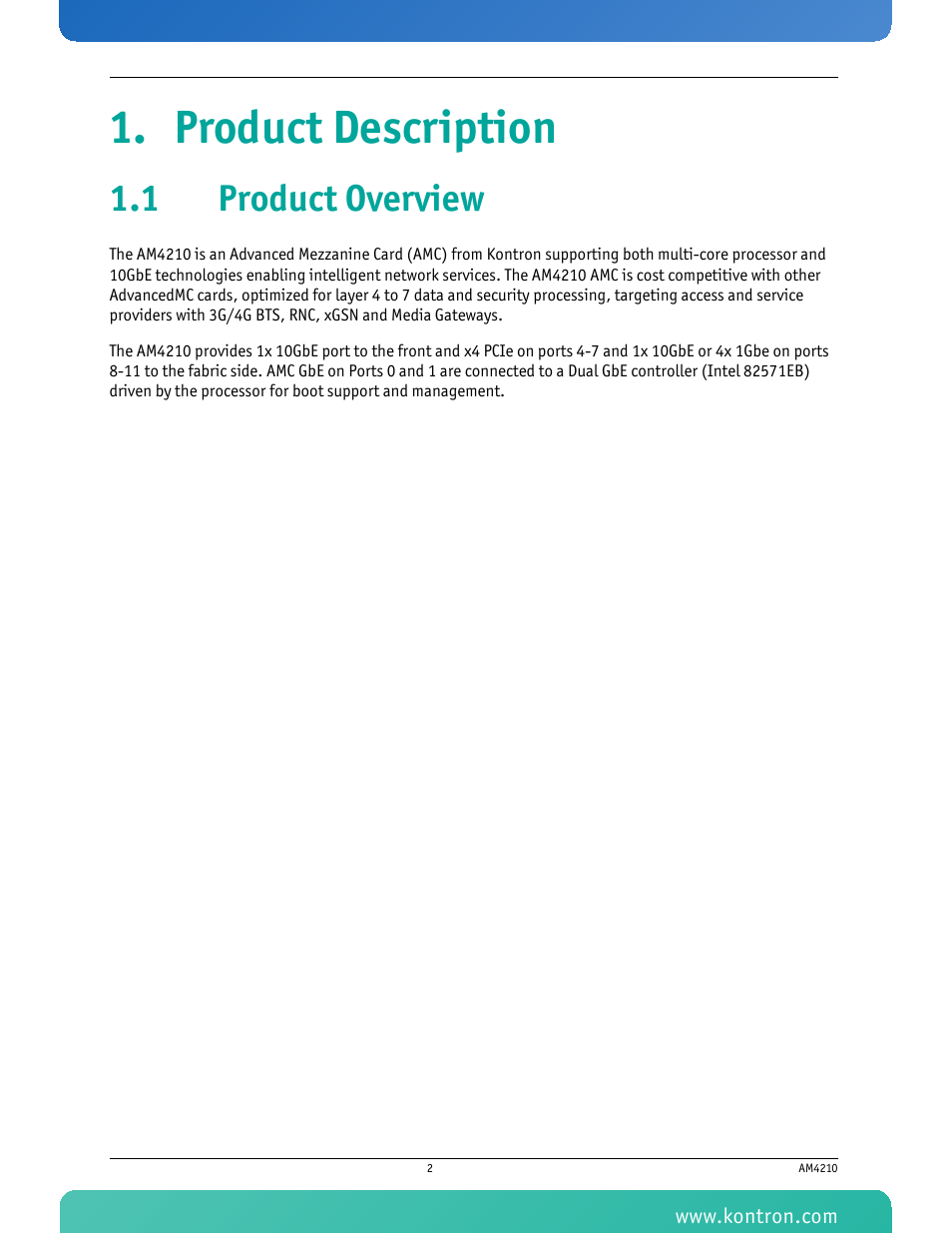 Product description, 1 product overview | Kontron AM4210 User Manual | Page 17 / 91