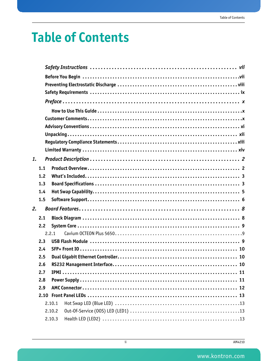 Kontron AM4210 User Manual | Page 3 / 91