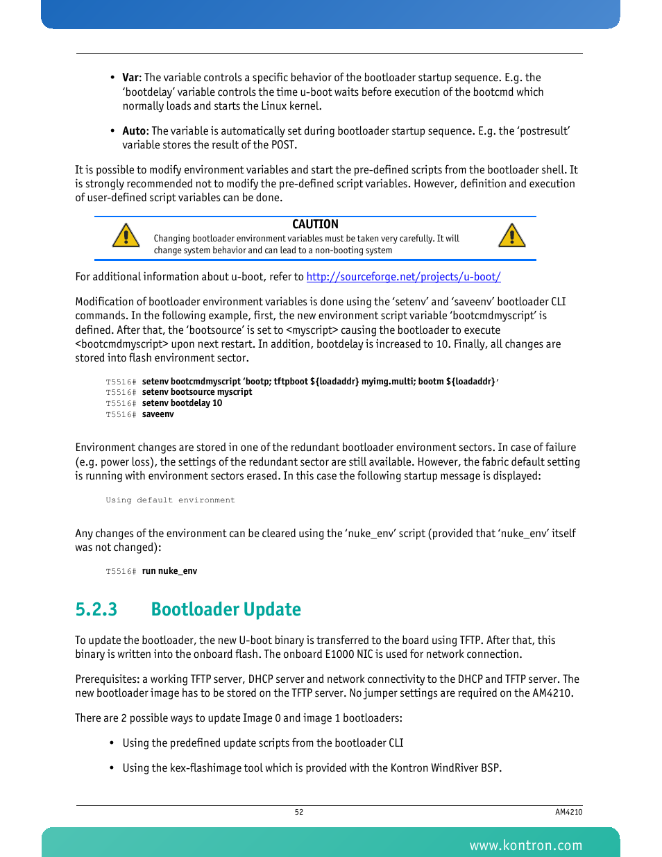 3 bootloader update, Bootloader update | Kontron AM4210 User Manual | Page 67 / 91