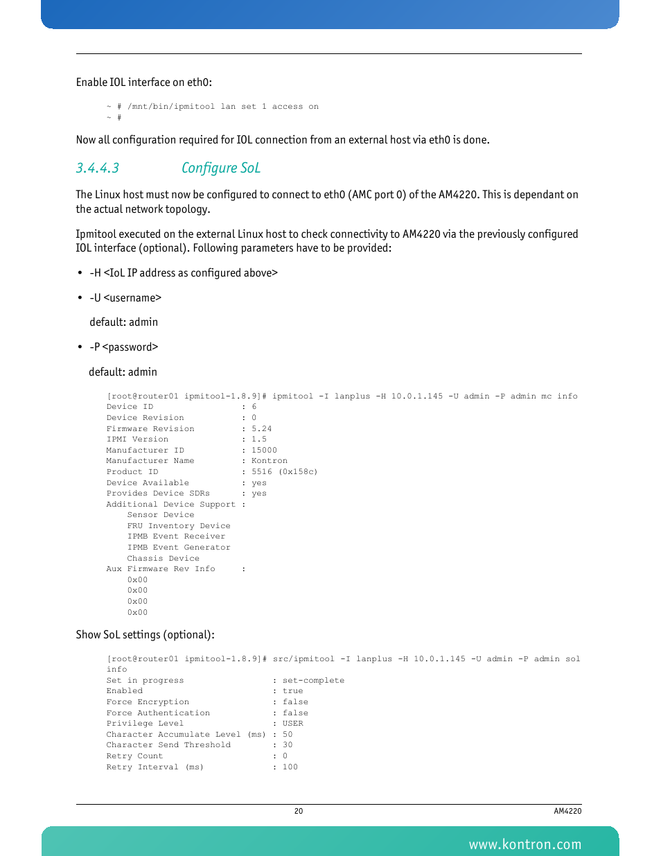 3 configure sol | Kontron AM4220 User Manual | Page 35 / 90