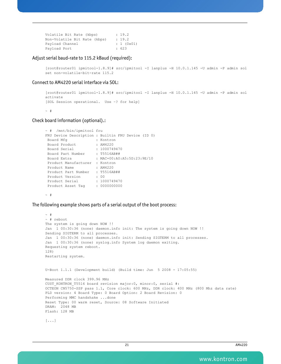 Kontron AM4220 User Manual | Page 36 / 90