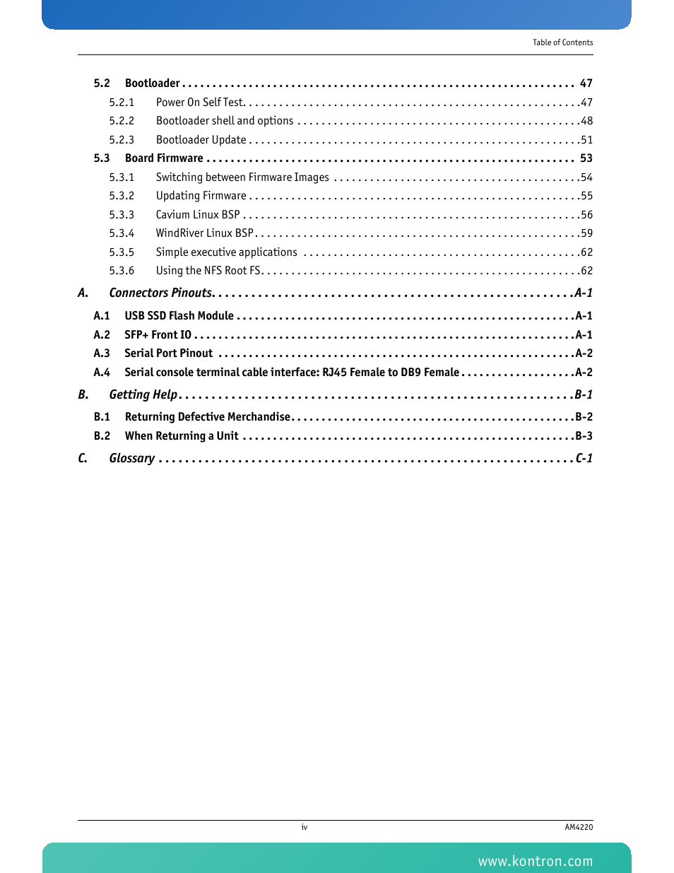 Kontron AM4220 User Manual | Page 5 / 90