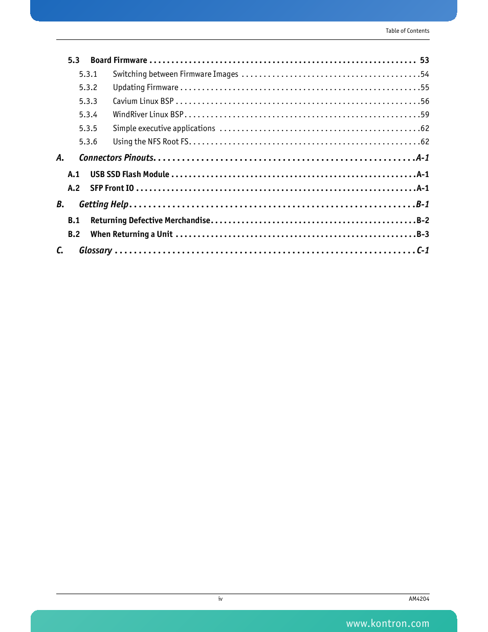 Kontron AM4204 User Manual | Page 5 / 89