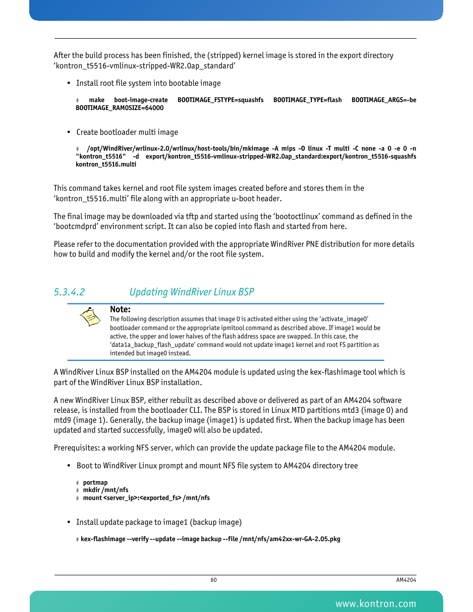 2 updating windriver linux bsp | Kontron AM4204 User Manual | Page 75 / 89