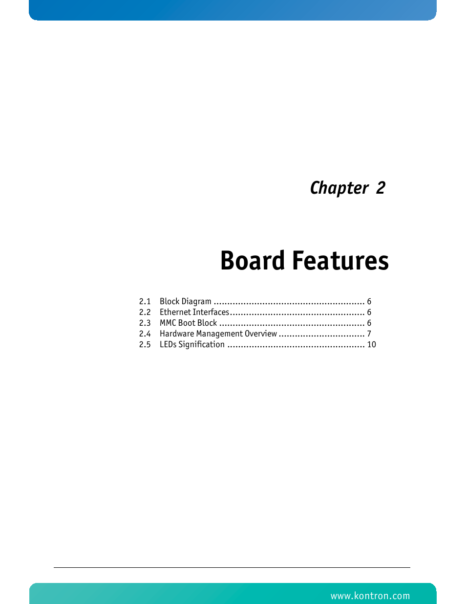 Board features, Chapter 2 | Kontron AM4320 User Manual | Page 17 / 30