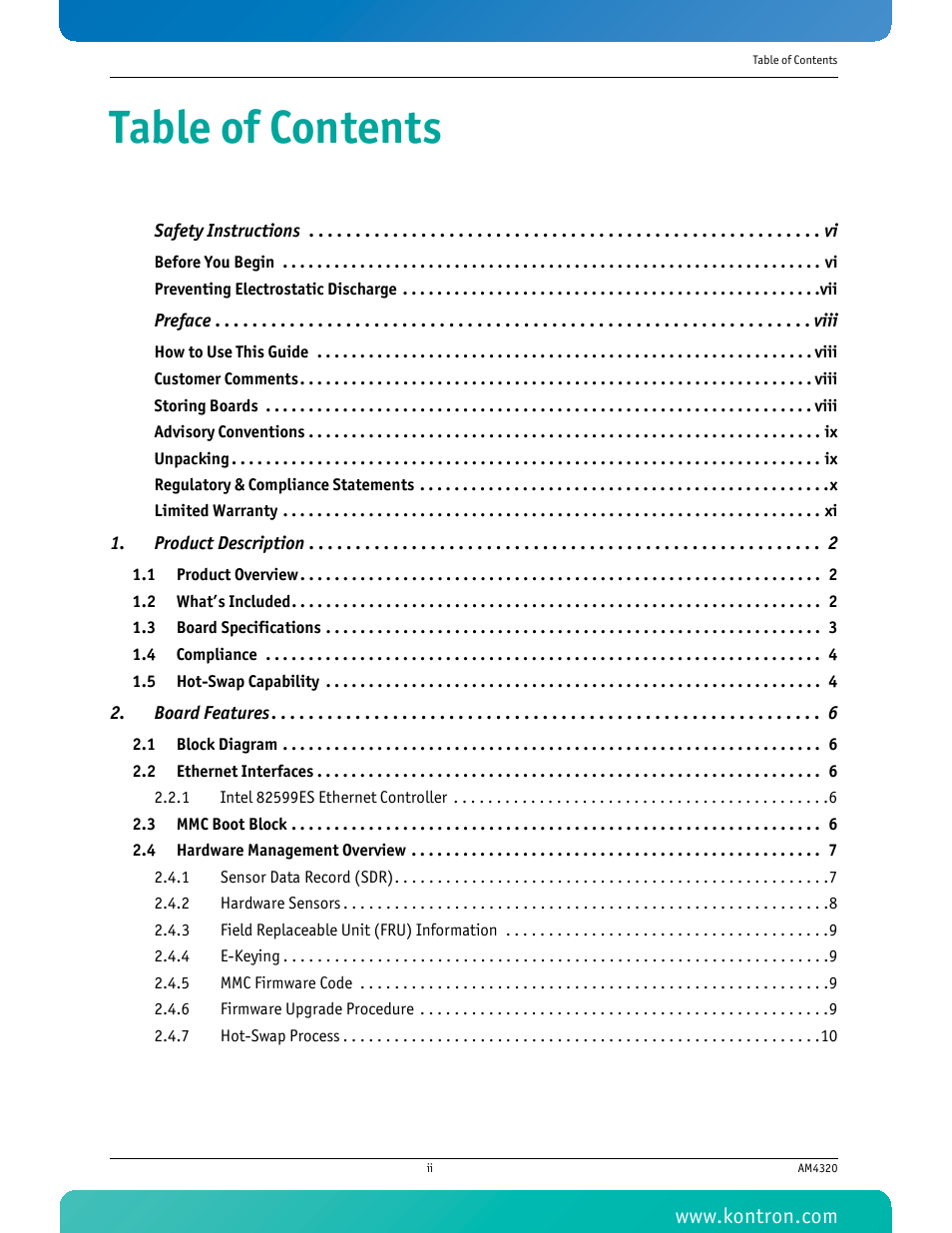 Kontron AM4320 User Manual | Page 3 / 30