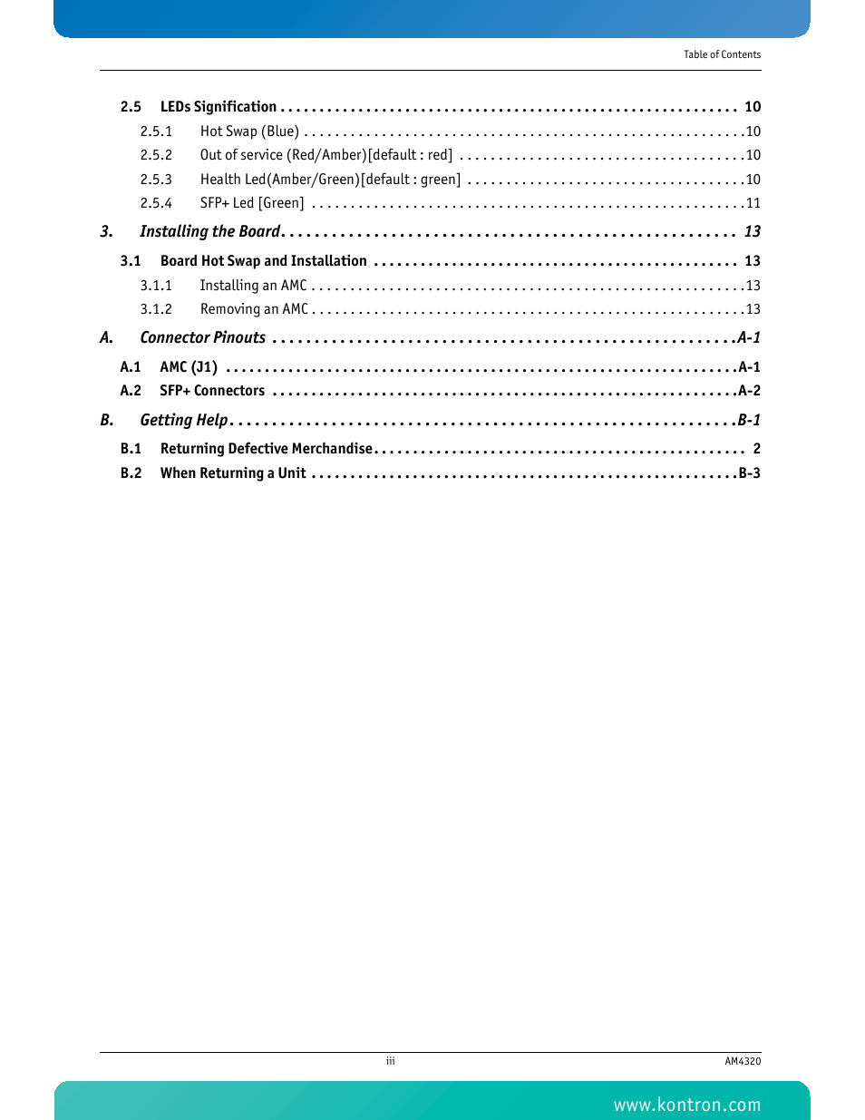 Installing the board 13 | Kontron AM4320 User Manual | Page 4 / 30