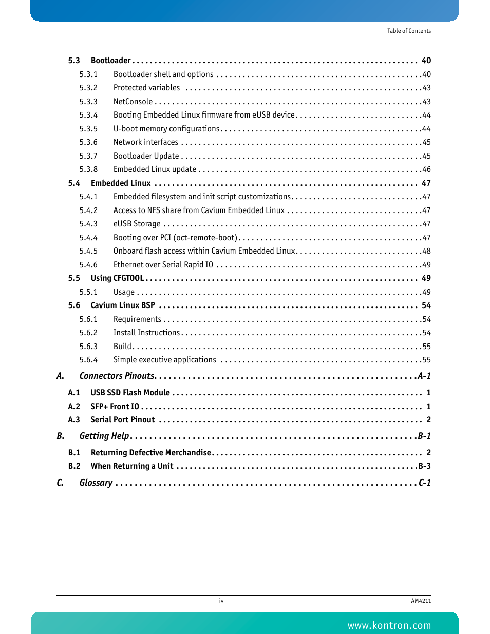 Kontron AM4211 User Manual | Page 5 / 82