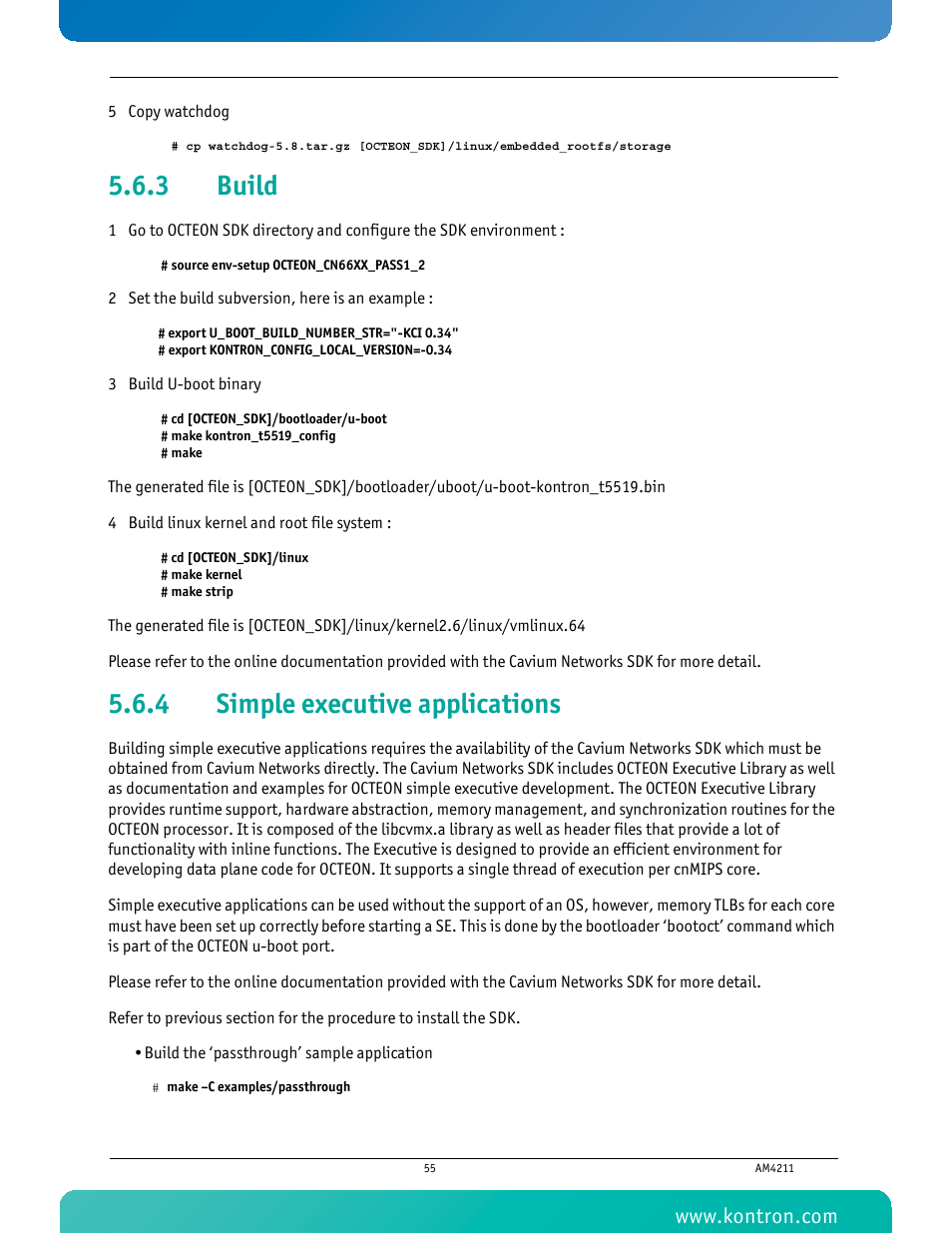 3 build, 4 simple executive applications, Build | Simple executive applications | Kontron AM4211 User Manual | Page 70 / 82