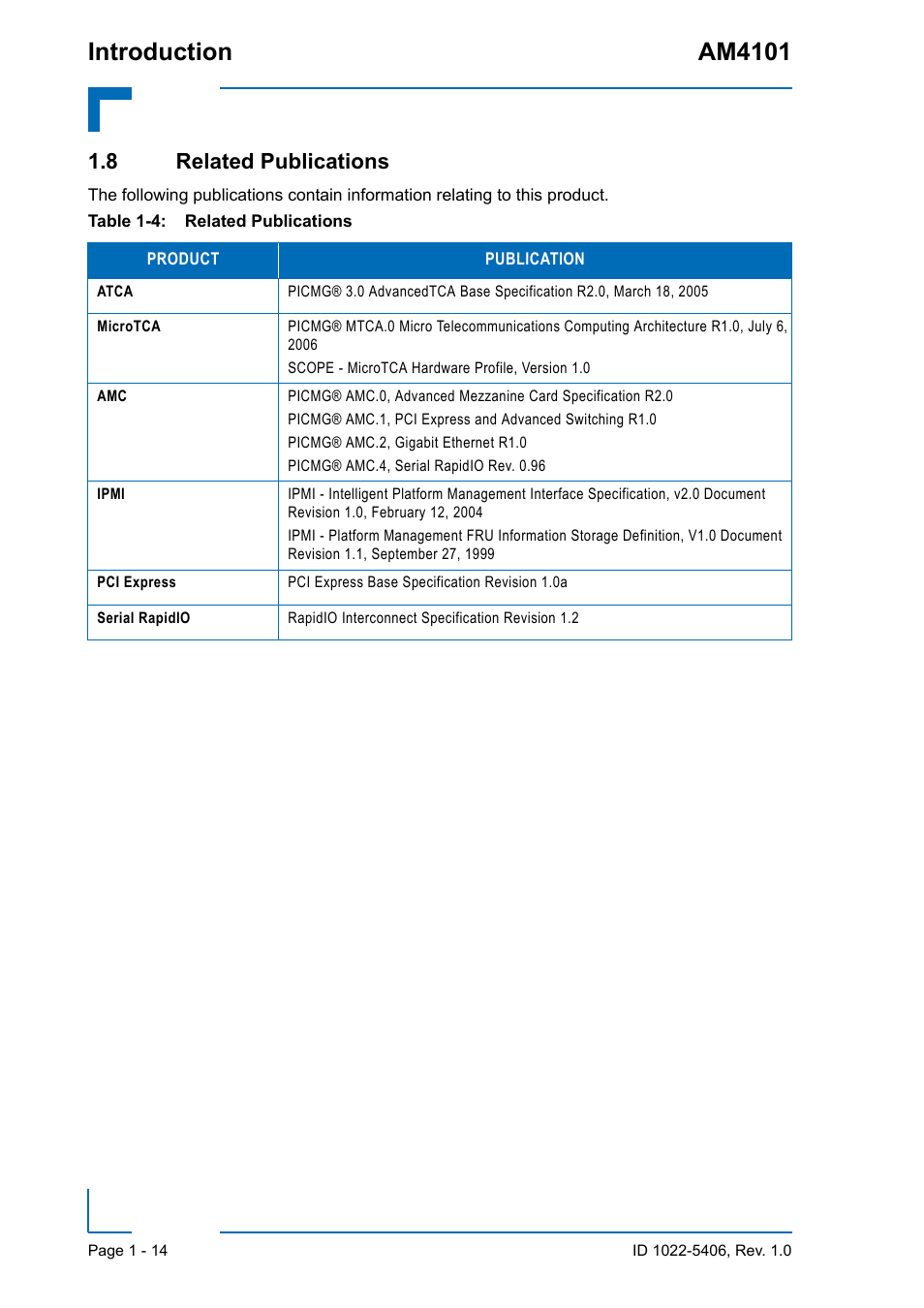 8 related publications, 8 related publications - 14, Introduction am4101 | Kontron AM4101 User Manual | Page 30 / 30