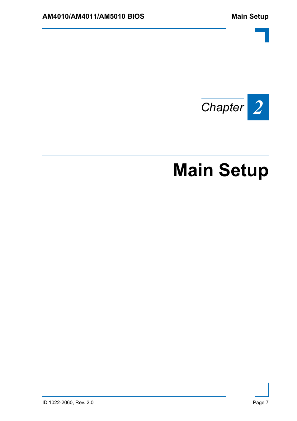 Main setup, Chapter | Kontron AM5010 BIOS User Manual | Page 17 / 120