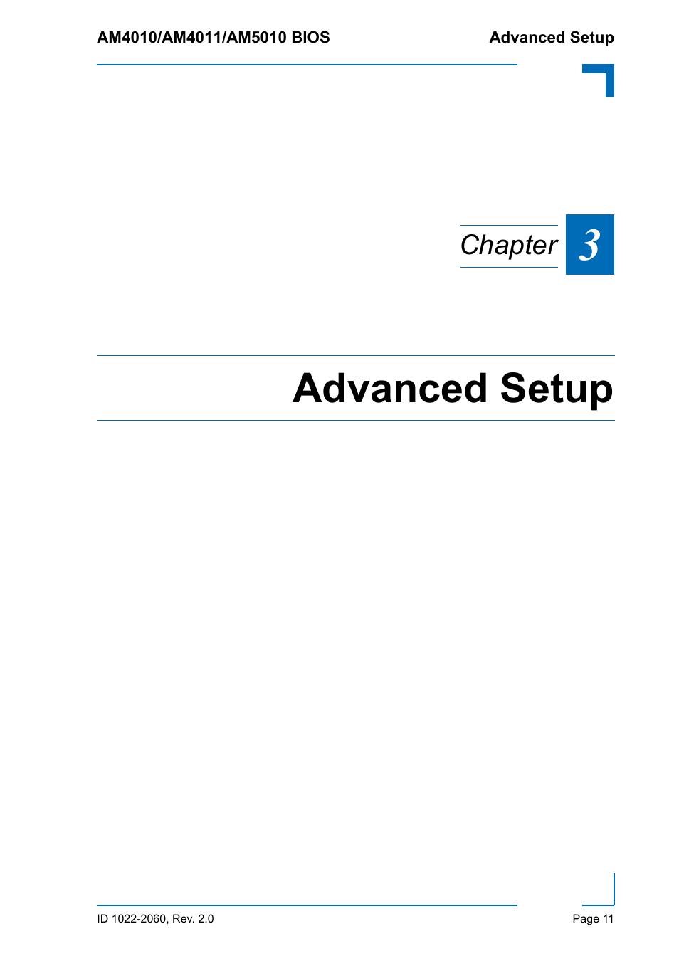Advanced setup, Chapter | Kontron AM5010 BIOS User Manual | Page 21 / 120