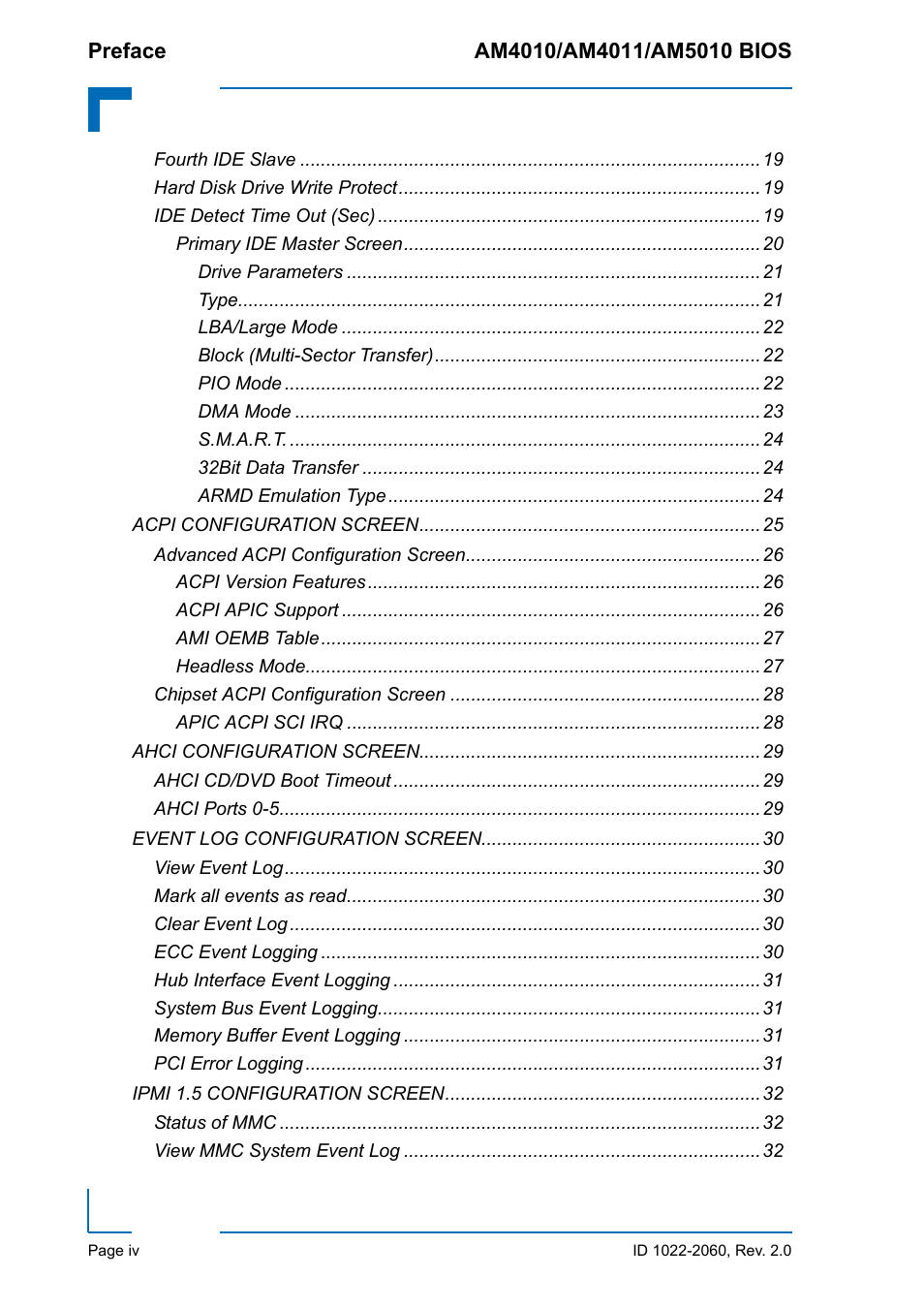 Kontron AM5010 BIOS User Manual | Page 4 / 120