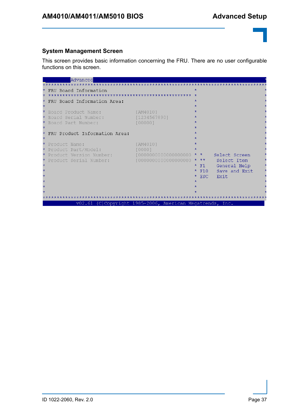 System management screen | Kontron AM5010 BIOS User Manual | Page 47 / 120