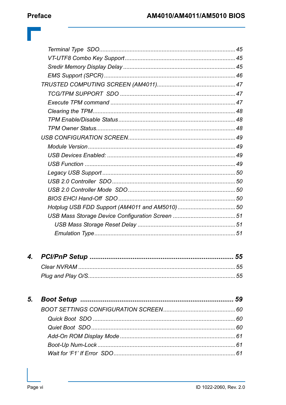 Kontron AM5010 BIOS User Manual | Page 6 / 120