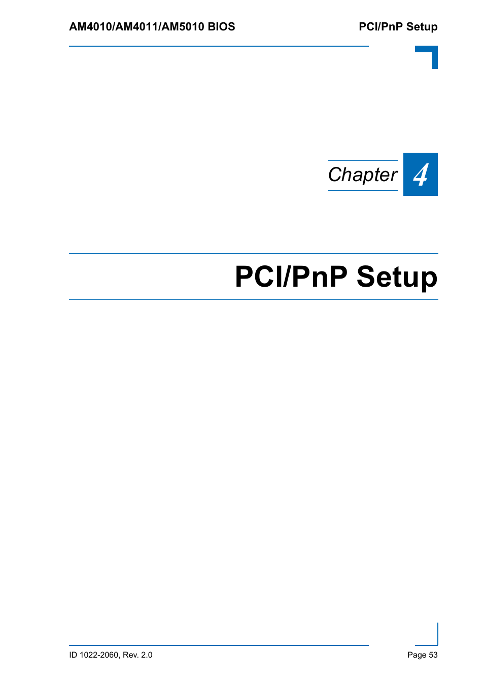 Pci/pnp setup, Chapter | Kontron AM5010 BIOS User Manual | Page 63 / 120