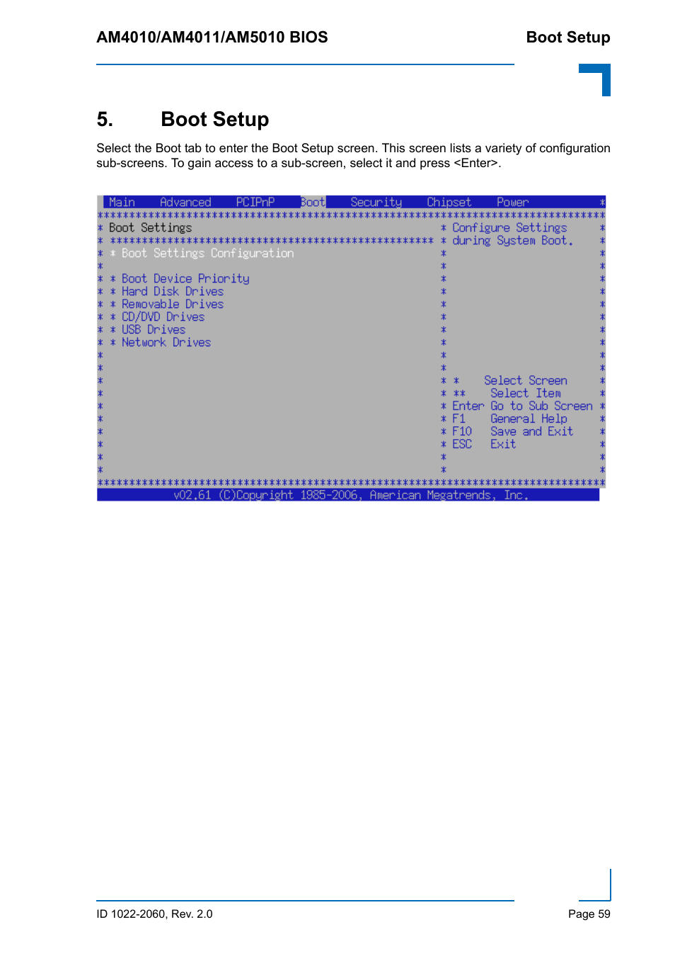 Boot setup | Kontron AM5010 BIOS User Manual | Page 69 / 120