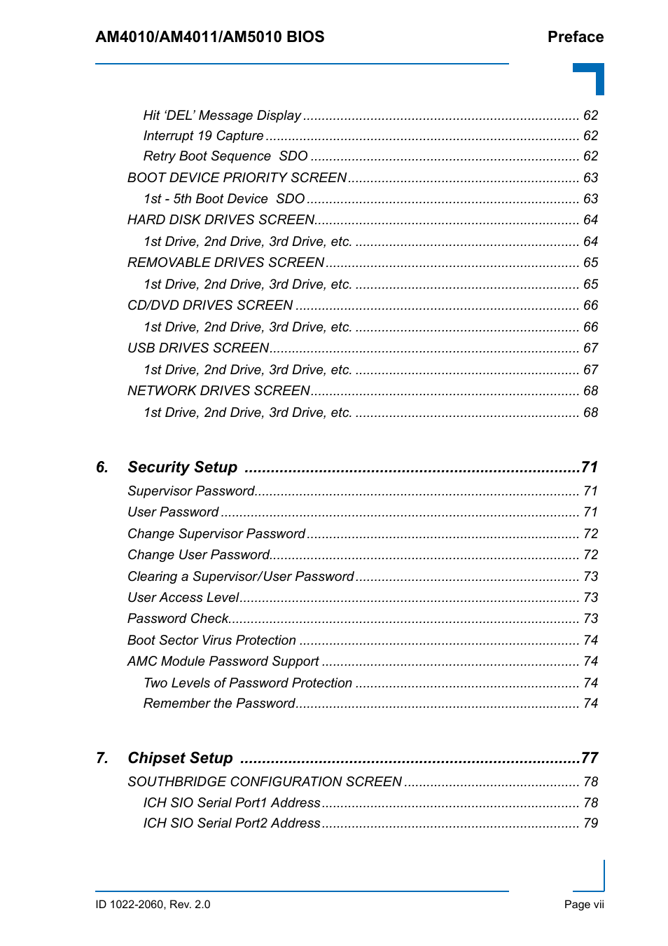 Kontron AM5010 BIOS User Manual | Page 7 / 120