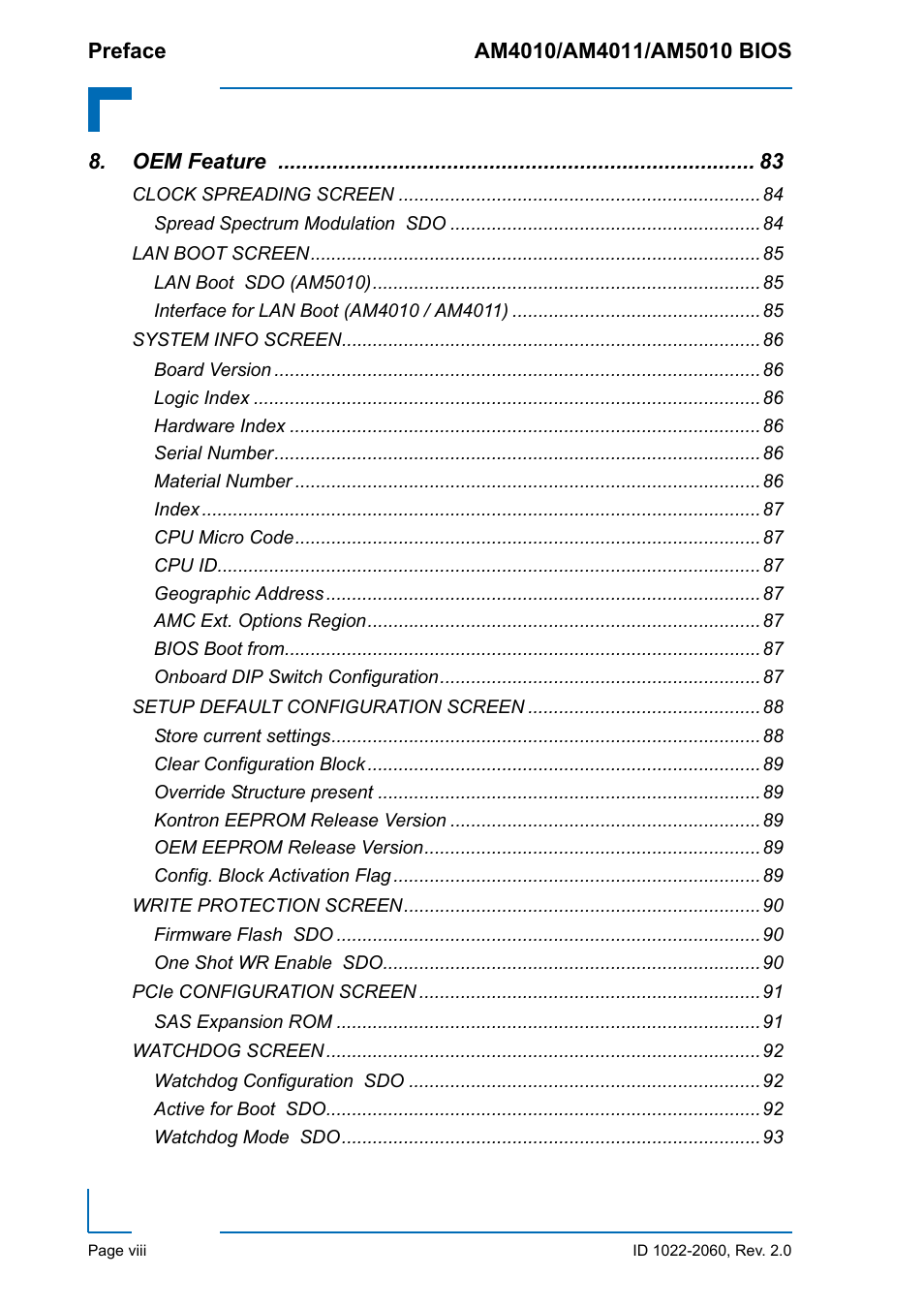 Kontron AM5010 BIOS User Manual | Page 8 / 120
