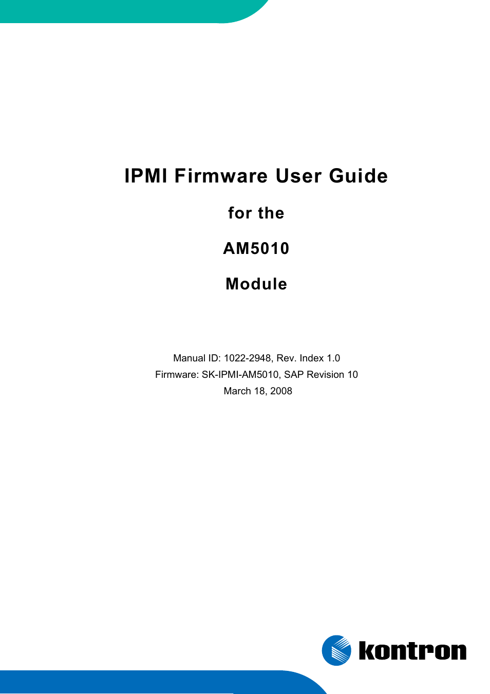 Kontron AM5010 IPMI User Manual | 36 pages