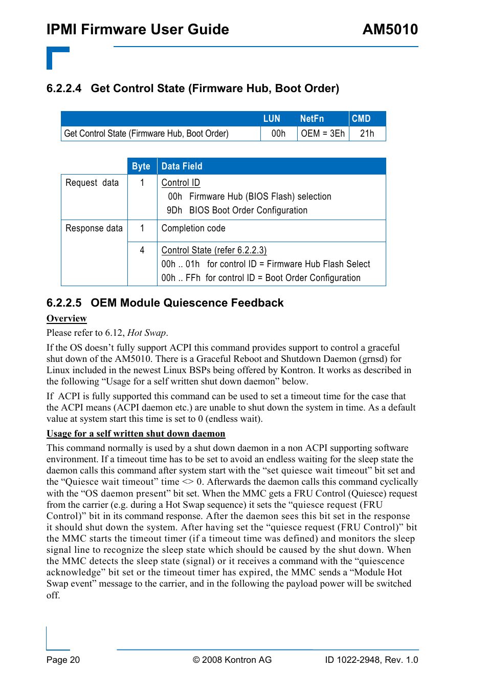 Ipmi firmware user guide am5010 | Kontron AM5010 IPMI User Manual | Page 20 / 36