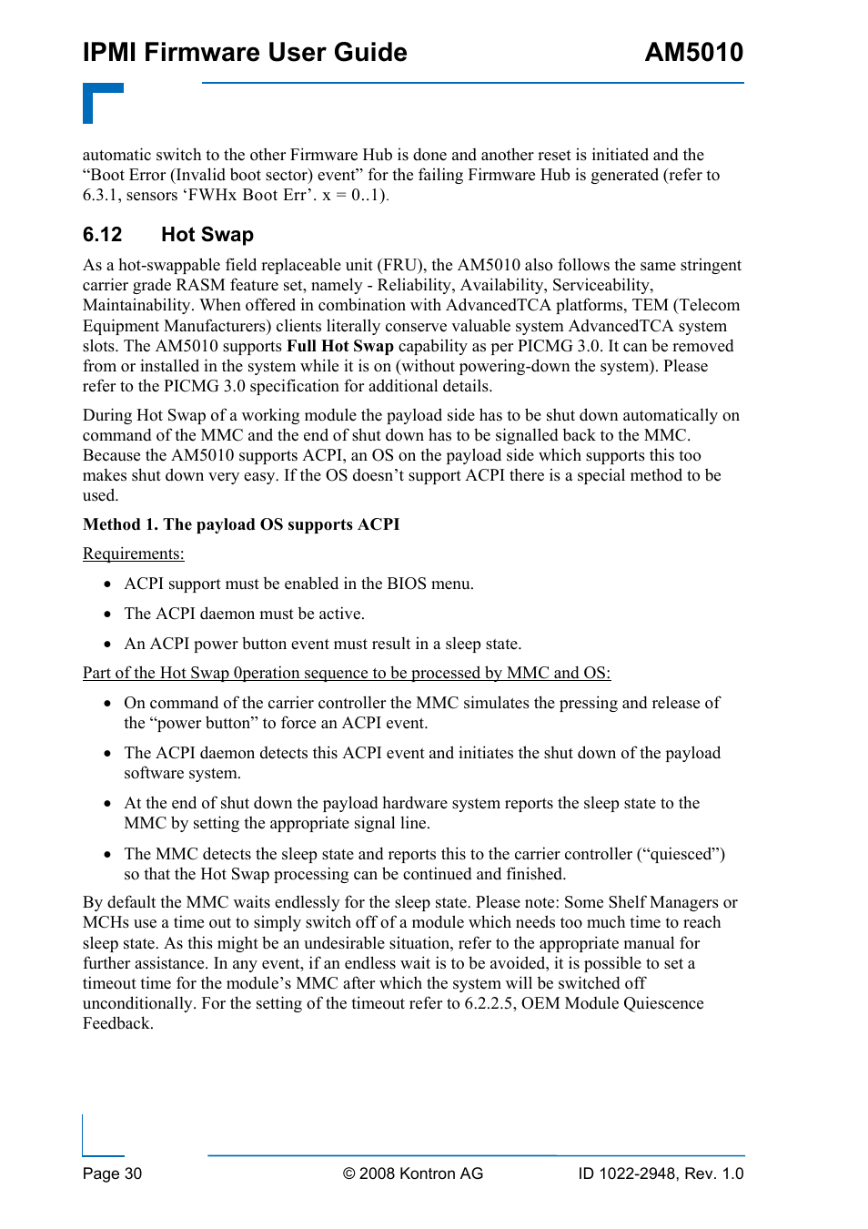 12 hot, Swap, Ipmi firmware user guide am5010 | Kontron AM5010 IPMI User Manual | Page 30 / 36