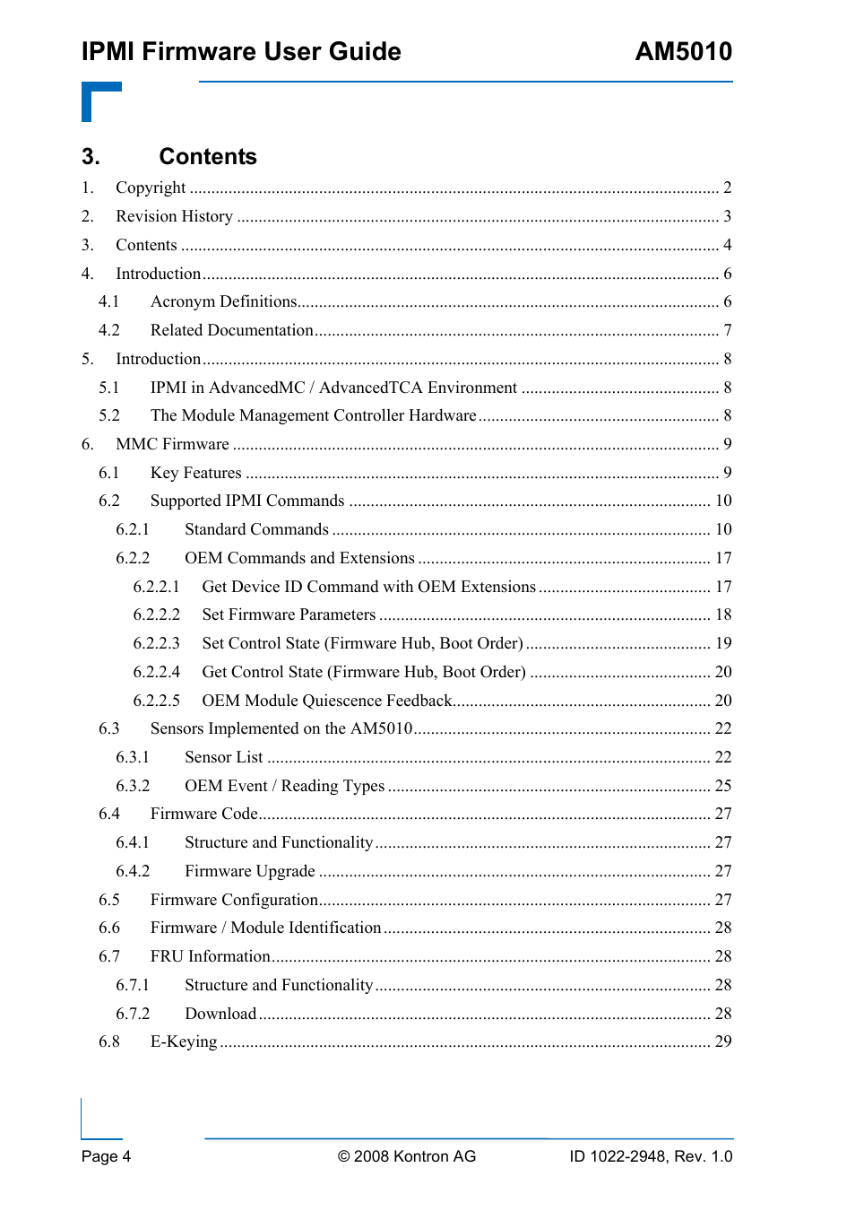 Kontron AM5010 IPMI User Manual | Page 4 / 36