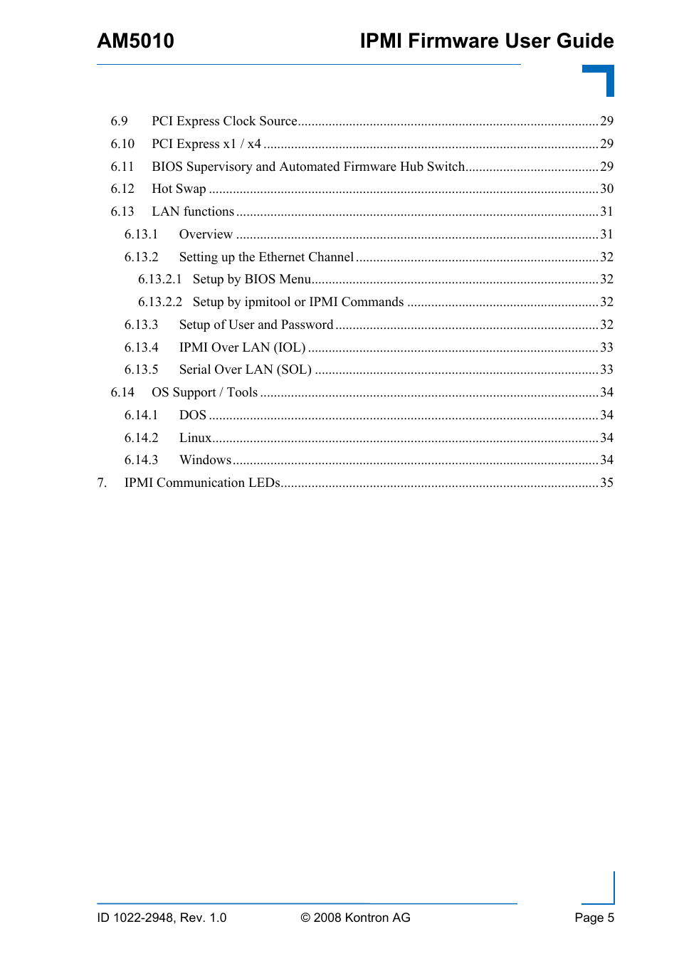 Am5010 ipmi firmware user guide | Kontron AM5010 IPMI User Manual | Page 5 / 36