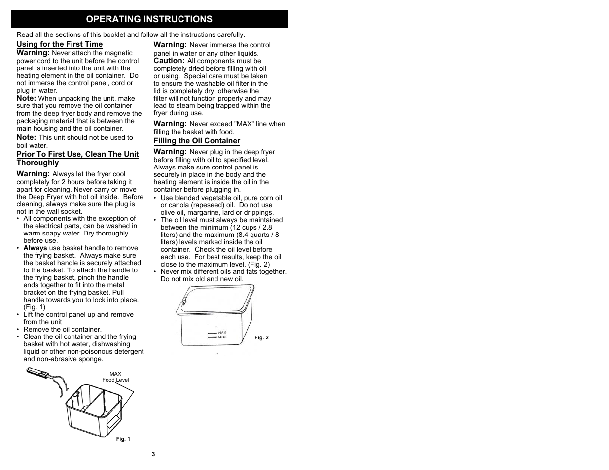 Test, Operating instructions | Bravetti F1100H User Manual | Page 4 / 10