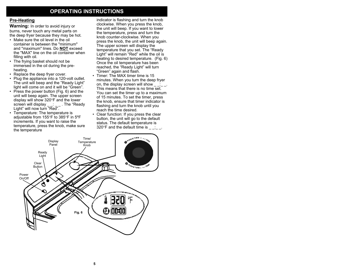 Operating instructions | Bravetti F1100H User Manual | Page 6 / 10
