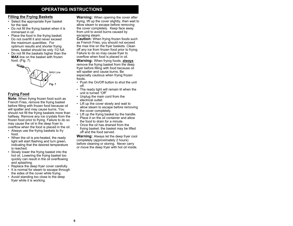 Operating instructions | Bravetti F1100H User Manual | Page 7 / 10