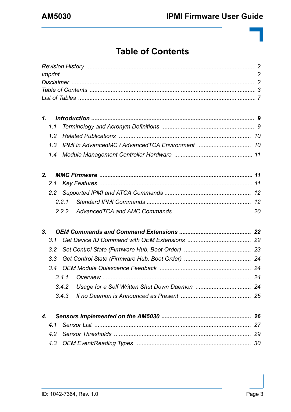 Kontron AM5030 IPMI User Manual | Page 3 / 44