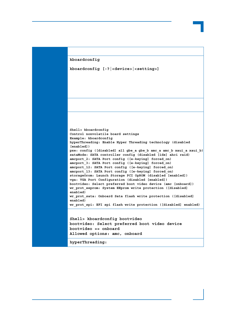 Am5030 uefi bios the uefi shell, Kboardconfig | Kontron AM5030 uEFI User Manual | Page 55 / 72